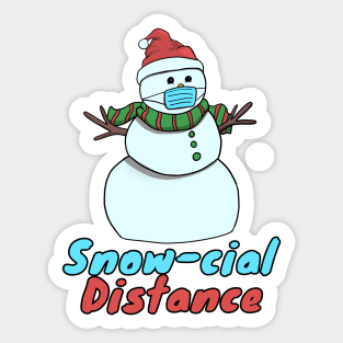 Snow-Cial Distance Snowman with face mask Snovid Sticker